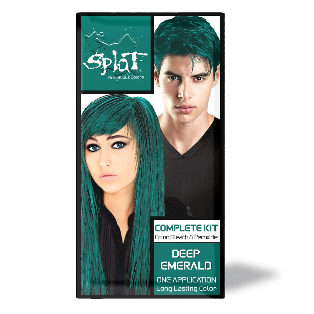 Splat Original Complete Kit Semi-Permanent Hair Dye with Bleach Deep Emerald (Pack of 12)
