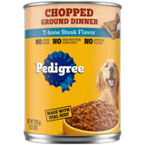 Pedigree Wet Chopped Ground Dinner T-Bone Steak Flavor Dog Food 13.2 oz Can (Pack of 12)