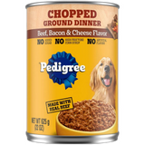 Pedigree Wet Chopped Ground Dinner Beef, Bacon & Cheese Flavor Dog Food 22oz Can (Pack of 12)