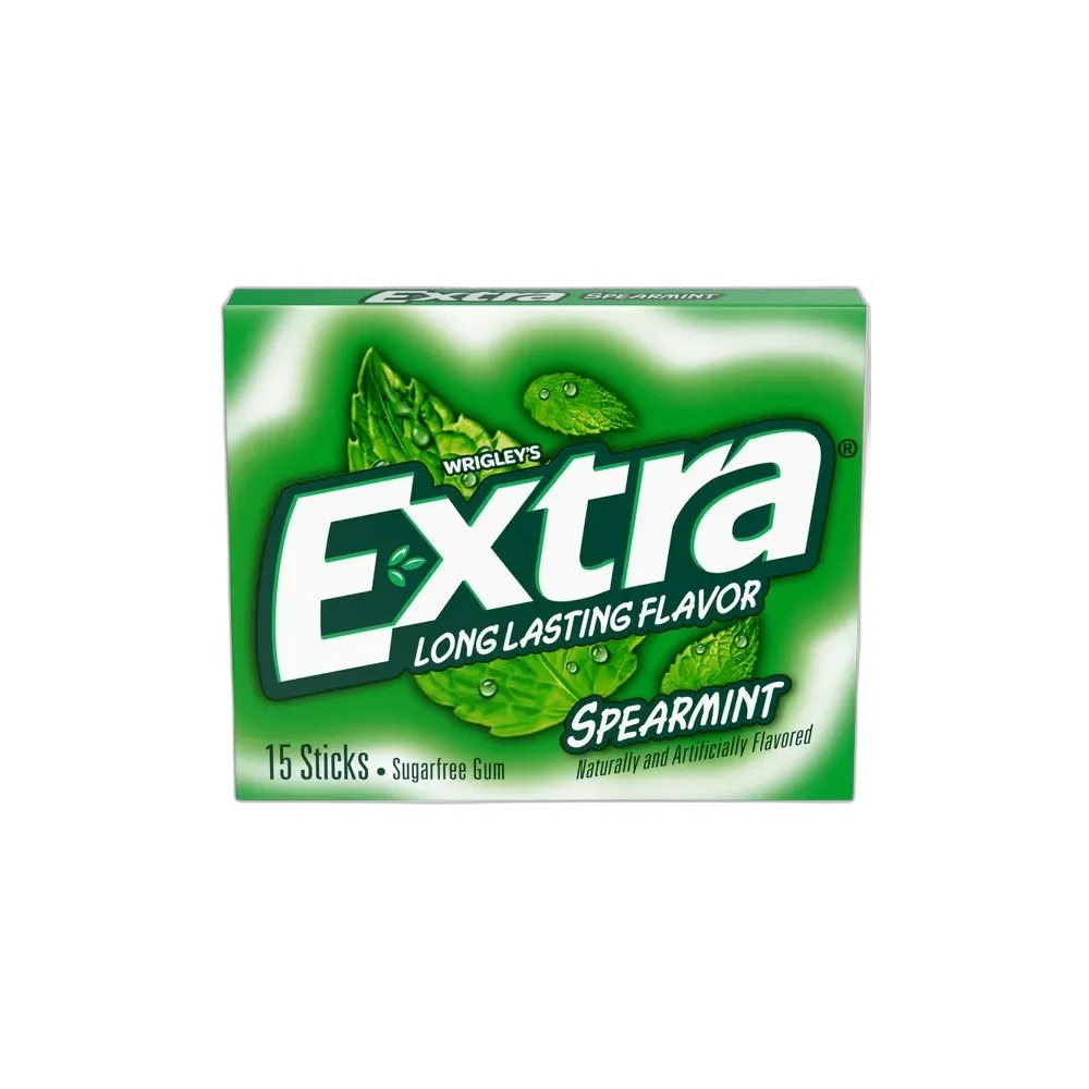 Wrigleys Extra Sugar Free Chewing Gum Spearmint - 15 Sticks/Pack 10 Ea 0.11Oz (Pack Of 120)