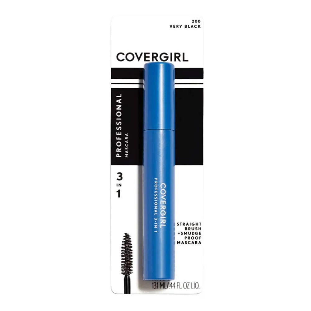 Cover Girl Professional 3 In 1 Straight Brush Mascara Very Black #200 0.6Oz (Pack of 72)