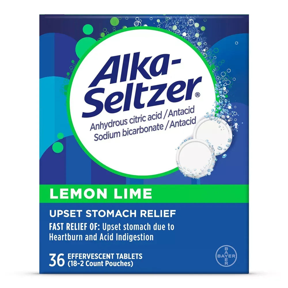 Alka Seltzer Antacid And Pain Relief Effervescent Tablets Lemon Lime 5.3oz (Pack of 30)