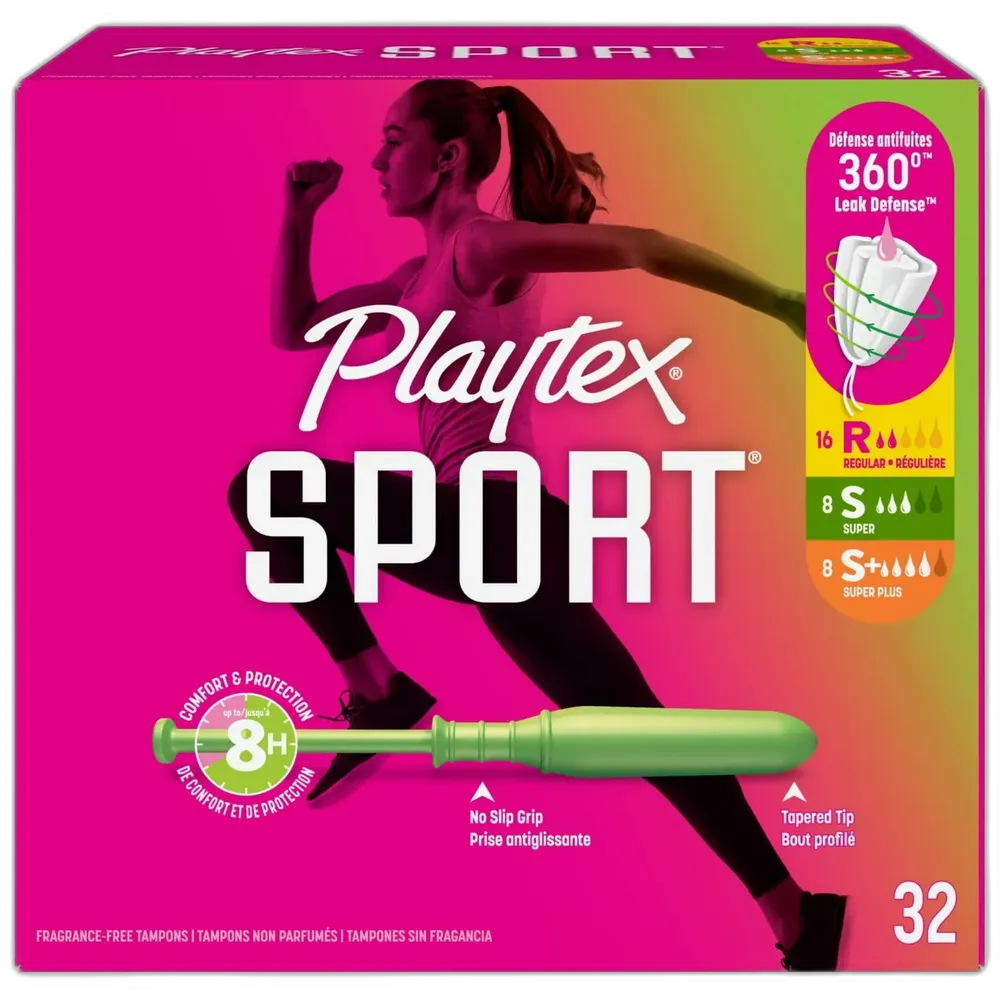 Playtex Super Plus Sport Tampons Regular Super Plus 32 Count 8.11oz (Pack of 12)