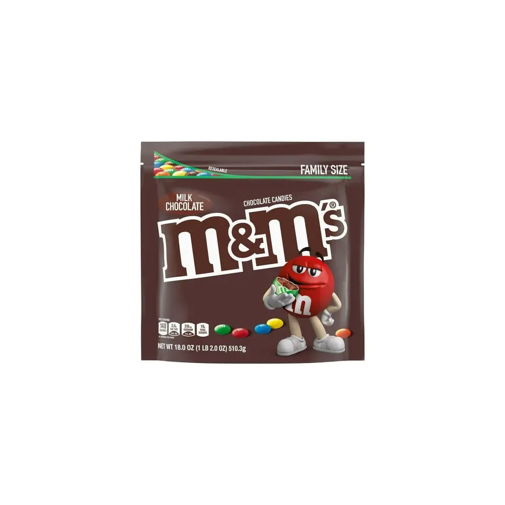 M&M's Family Size Milk Chocolate Candy 18oz (Pack of 12)