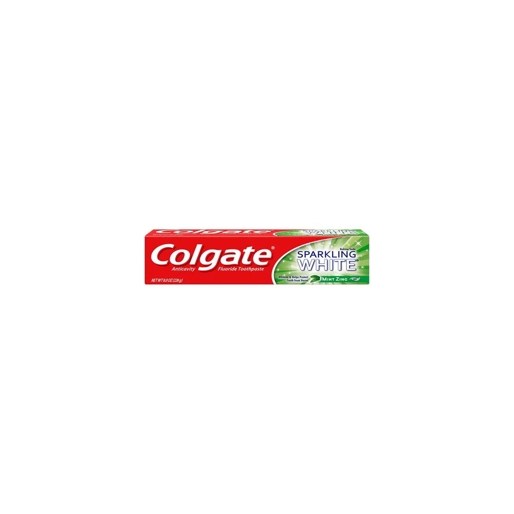 Colgate Anticavity Sparkling White Gel Fluoride Toothpaste Mint Zing 8Oz (Pack of 24)
