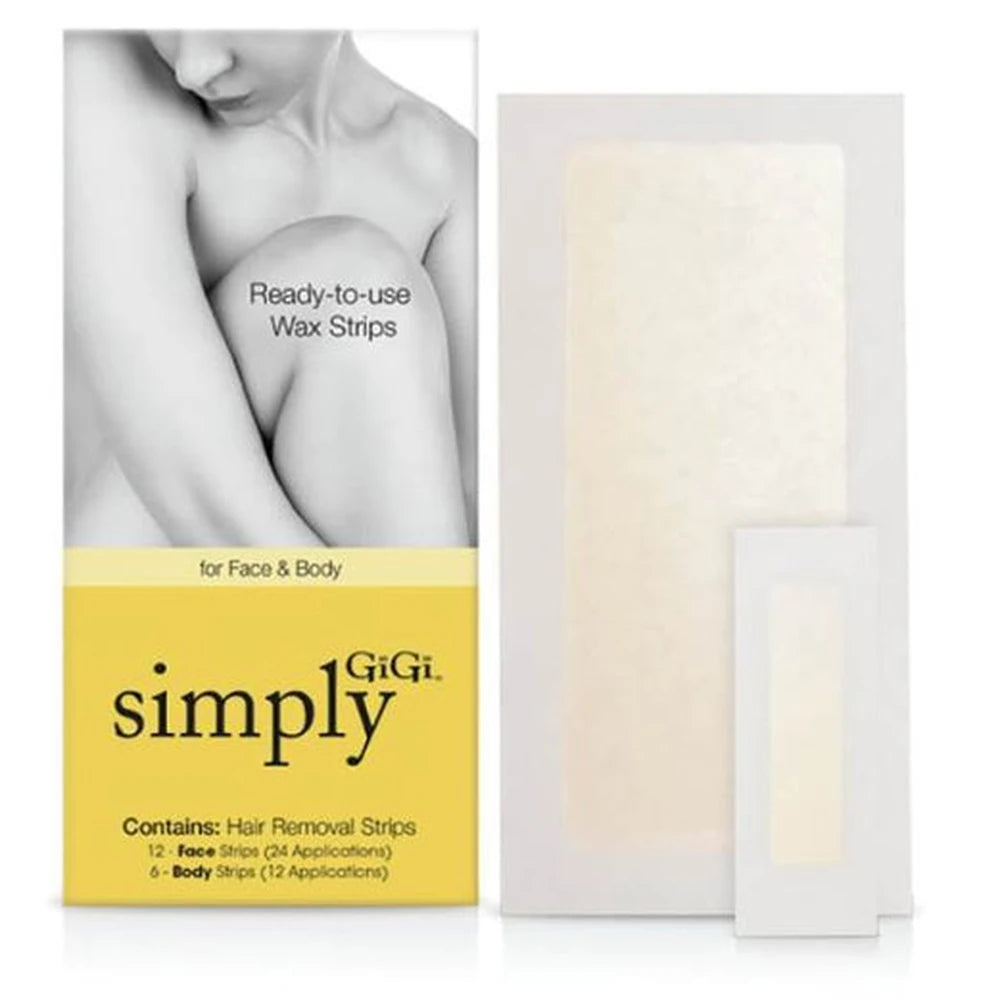 GiGi Simply Ready-To-Use Wax Strips - 18 Strips (Pack of 36)