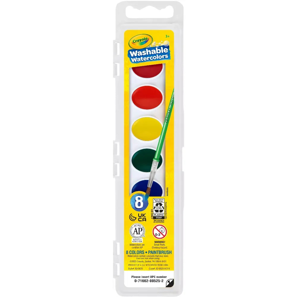 Crayola Washable Watercolor 8 Colors Set8 Ea 4.8oz (Pack of 12)