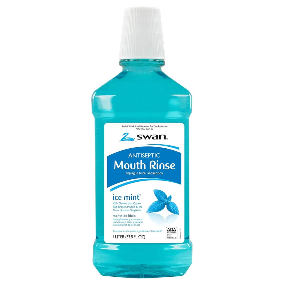 Swan Antiseptic Mouth Rinse Blue Ice Mint 33.8 oz (Pack of 6)