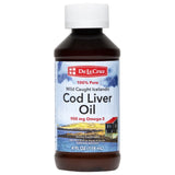 De La Cruz Cod Liver Oil Omega 3 Pure Fish Oil Supplement Liquid 4 Fl Oz (Pack of 12)
