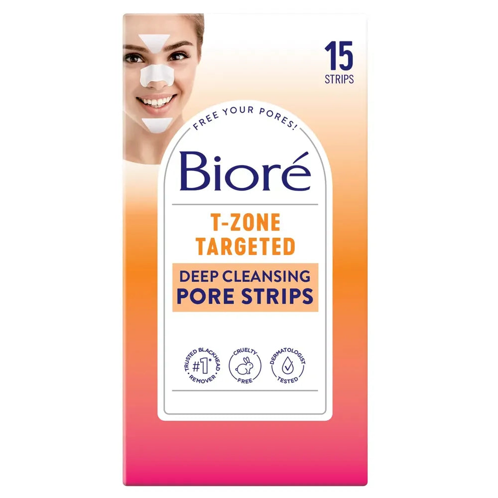Biore T-Zone Pore Strips 1 Count 1.44oz (Pack of 12)