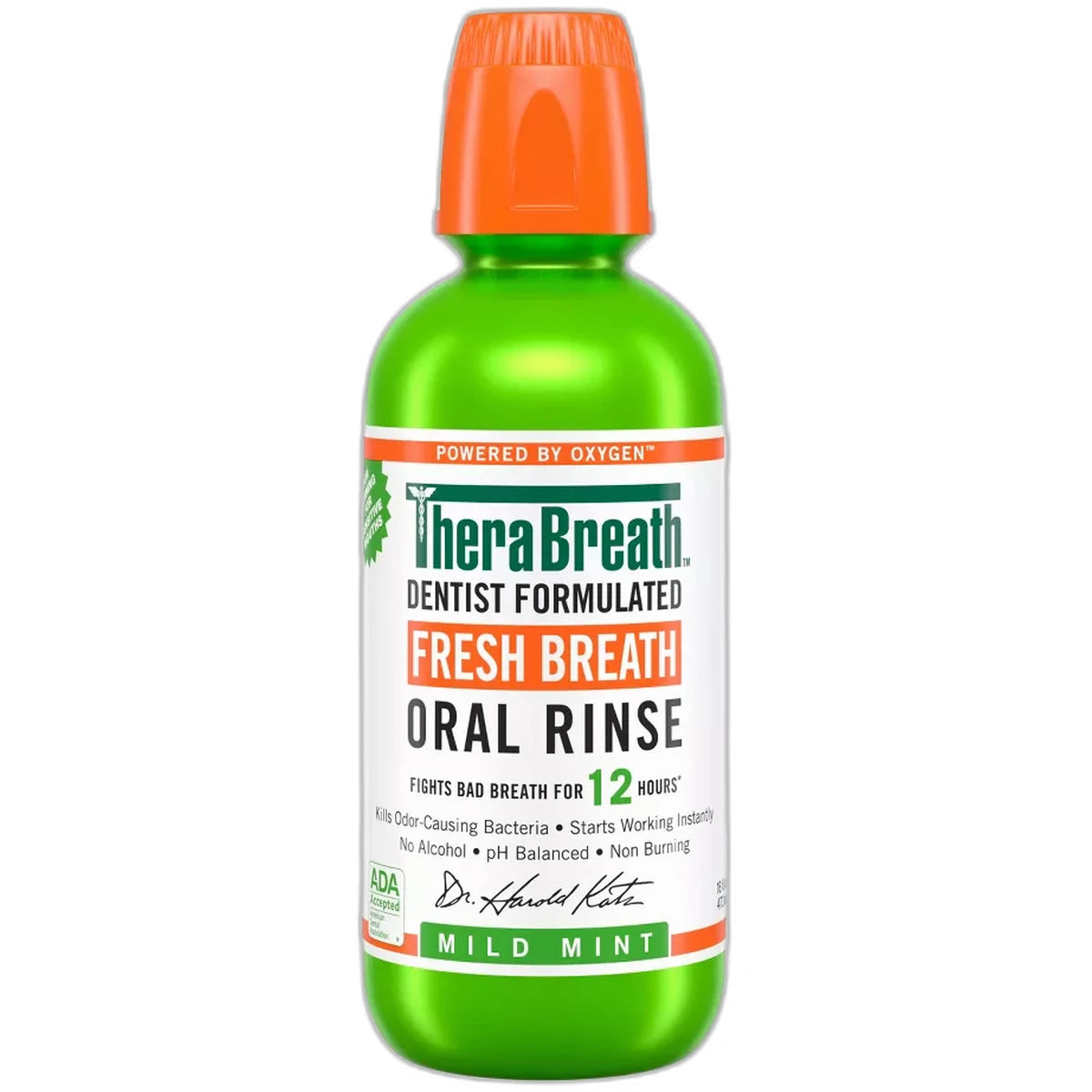 TheraBreath Fresh Breath Mouthwash Mild Mint 16Oz (Pack of 12)