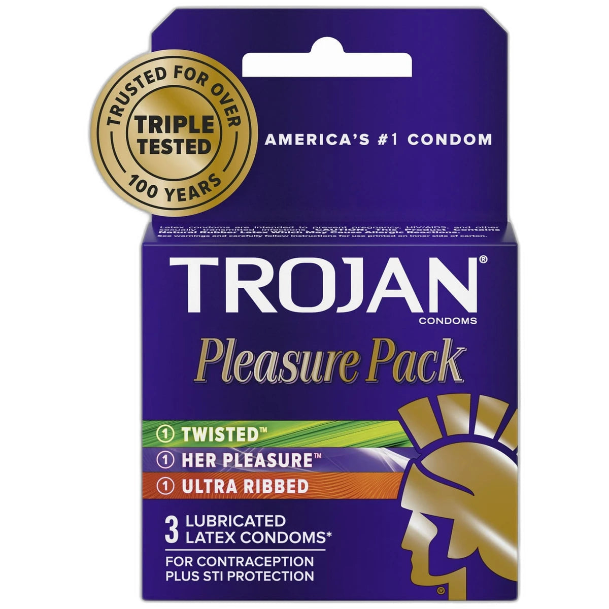 Trojan Pleasure Pack Ultra Ribbed Lubricated Condoms 0.64oz (Pack of 48)