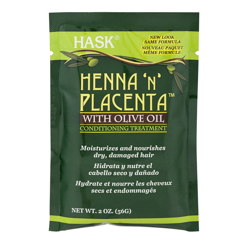 Hask Henna N Placenta Conditioning Treatment With Olive Oil 2.0 OZ (Pack of 24)
