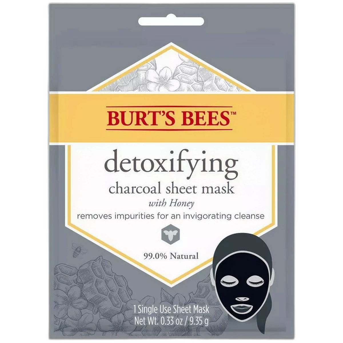 Burts Bees Detoxifying Charcoal Facial Sheet Mask Honey 0.33Oz (Pack Of 48)