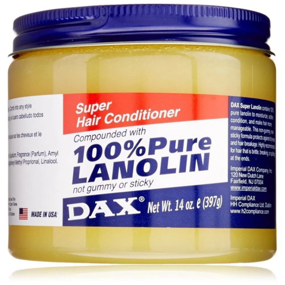 Dax 100% Super Pure Lanolin Hair Conditioner Jar - Ounces 14 Oz (Pack of 12)