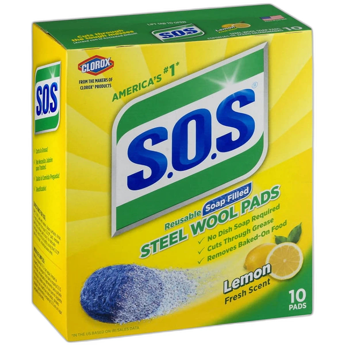 S.O.S Steel Wool Soap Pads Lemon Fresh 4.8oz (Pack of 6)
