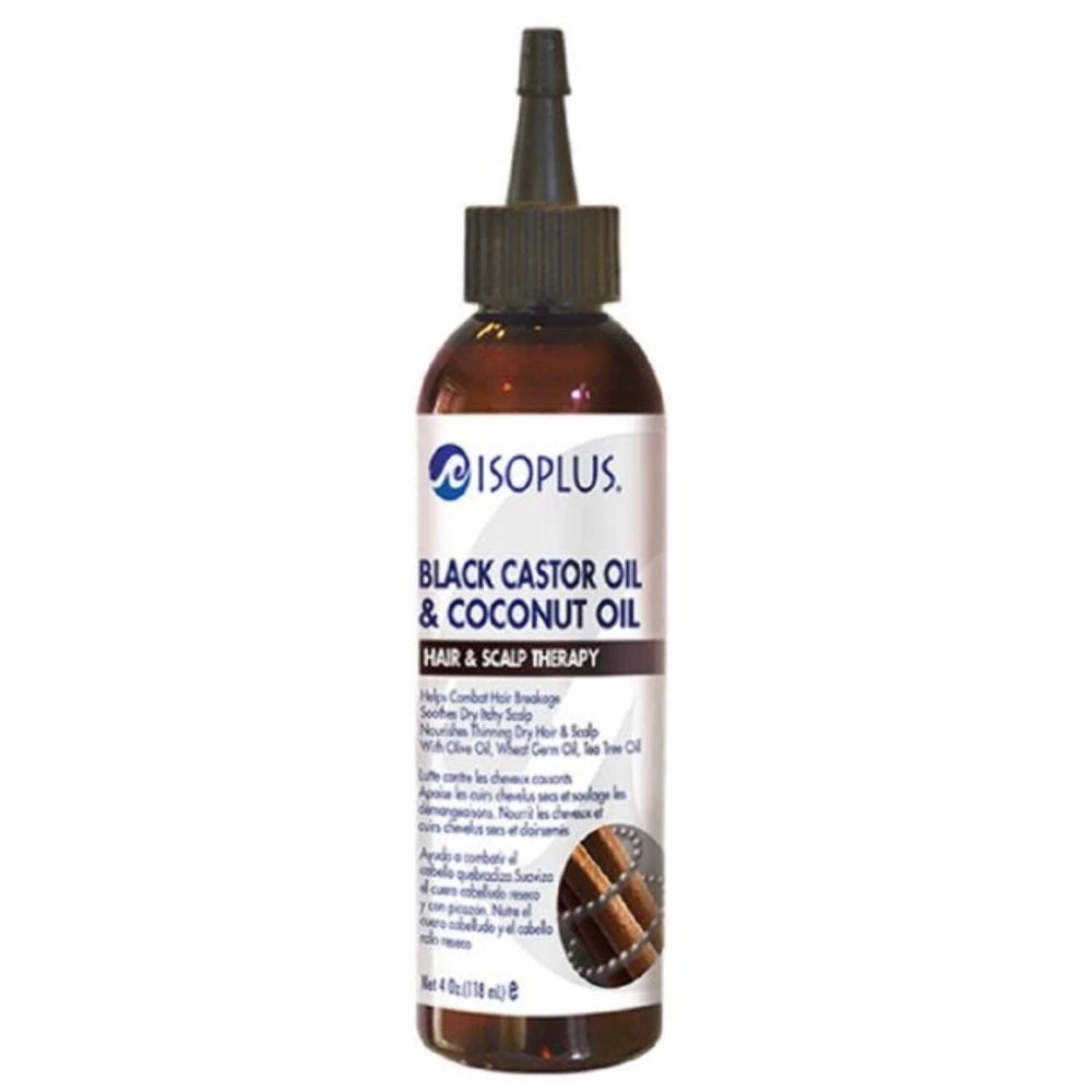 ISOPLUS - Black Castor Oil Coconut Oil Hair Scalp Therapy 4 Oz (Pack of 12)