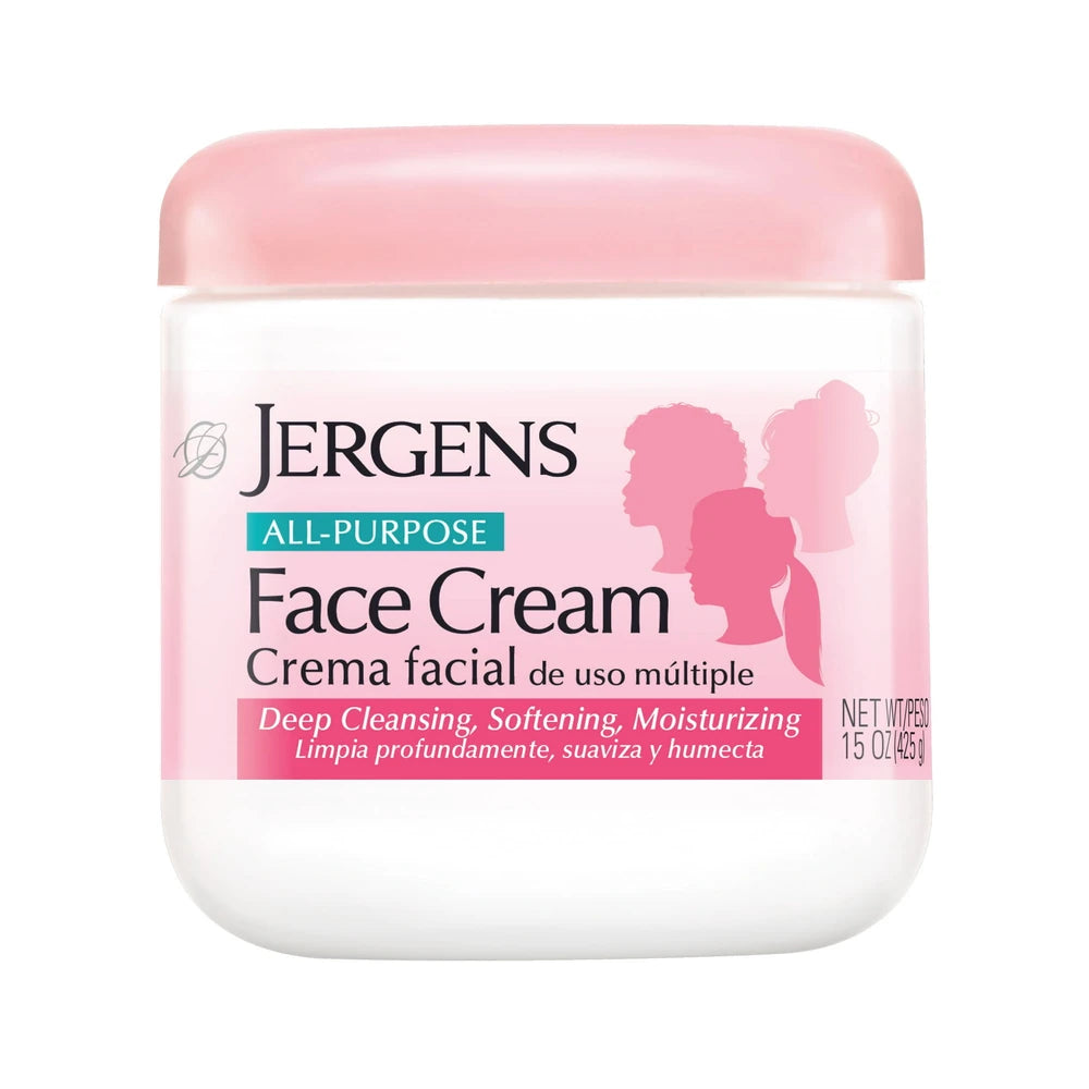 Jergens All Purpose Face Cream Deep Cleansing Moisturizer Lotion for Dry Skin 15 Oz (Pack of 6)