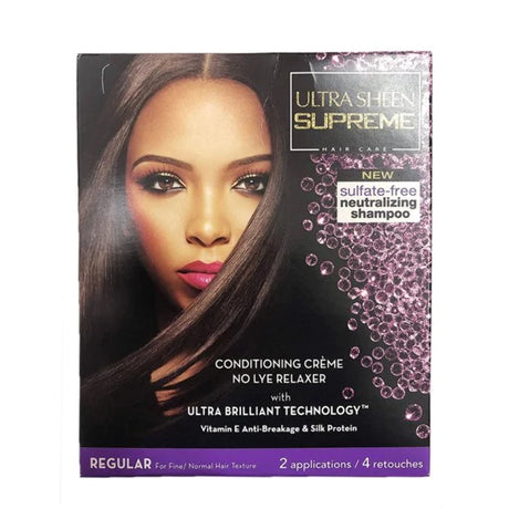 Ultra Sheen Supreme No Lye Relaxer Conditioning Hair Creme Regular 2 Kit Value (Pack of 4)