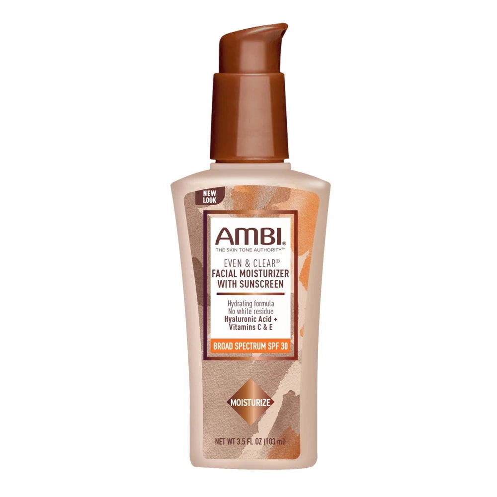 AMBI Even & Clear Daily Facial Moisturizer with SPF 30 For All Skin Types & Age 3.5. Oz (Pack of 12)