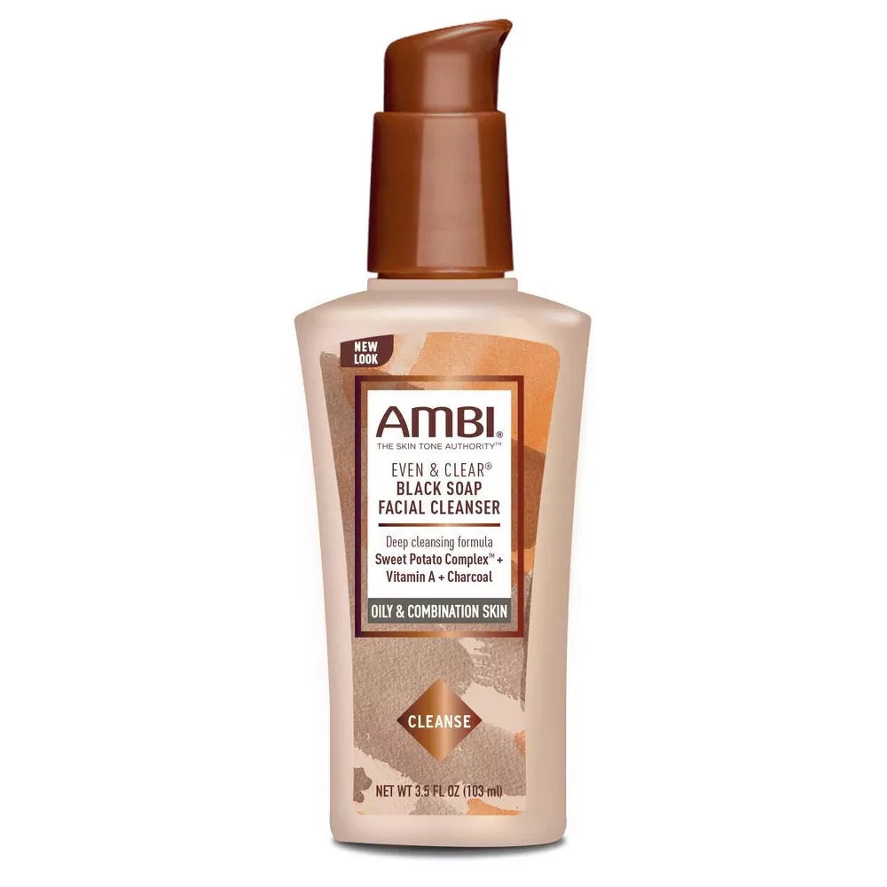 Ambi Even & Clear Purifying Charcoal Black Soap Facial Cleanser With Nutrient Ri 3.5. Oz (Pack of 12)