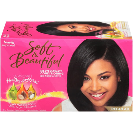 Soft & Beautiful Regular No-Lye Conditioning Relaxer Kit - Relaxed Hair. Coconut (Pack of 12)