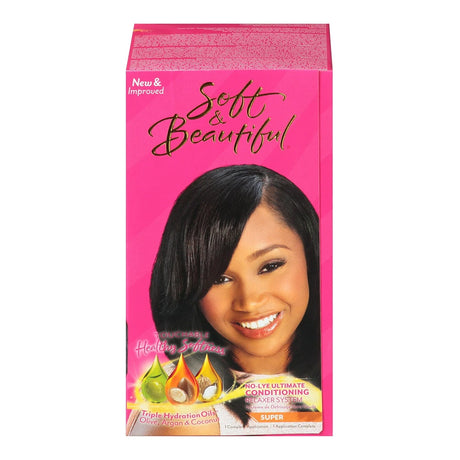 Soft & Beautiful Super No-Lye Ultimate Conditioning Relaxer System Kit for Coar (Pack of 12)