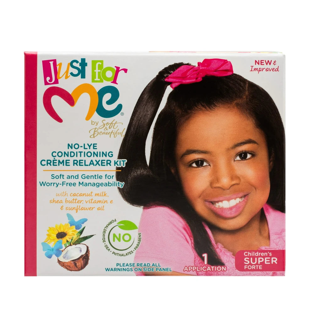 Just for Me Children s Super No-Lye Conditioning Creme Relaxer Kit 11 pc Box (Pack of 6)