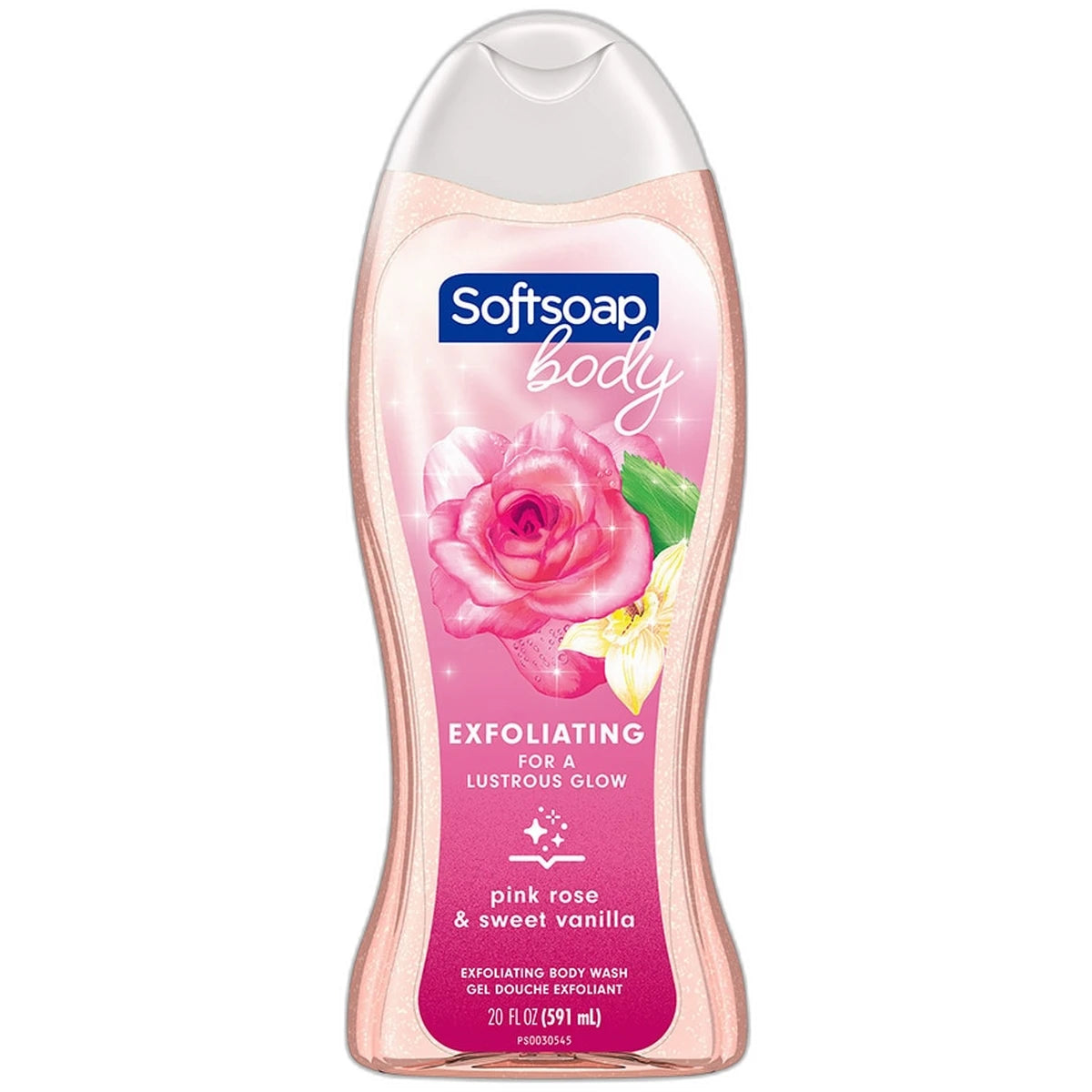 Softsoap Exfoliating Body Wash Lustrous Glow Pink Rose And Vanilla 20Oz (Pack of 4)