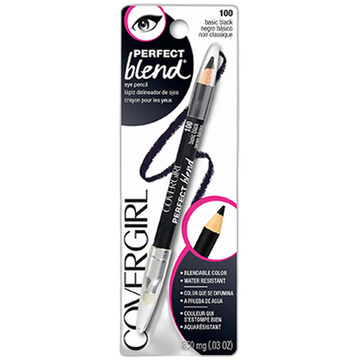 Cover Girl Perfect Blend Eye Pencil Basic Black Neutral Shade #100 0.03Oz (Pack Of 72)