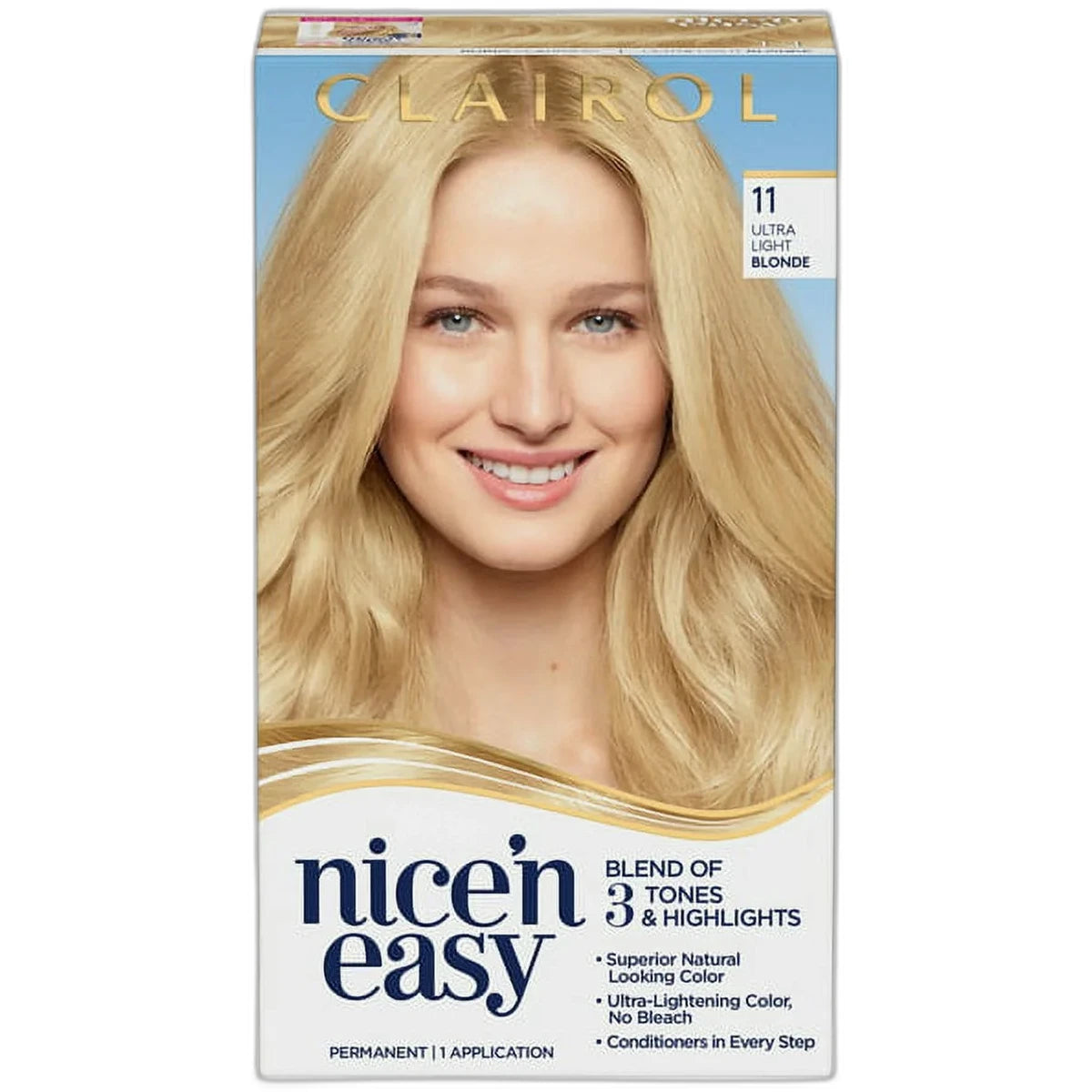 Clairol Nice & Easy Permanent Hair Color 11 Ultra Light Blonde Kit 6.26Oz (Pack of 12)