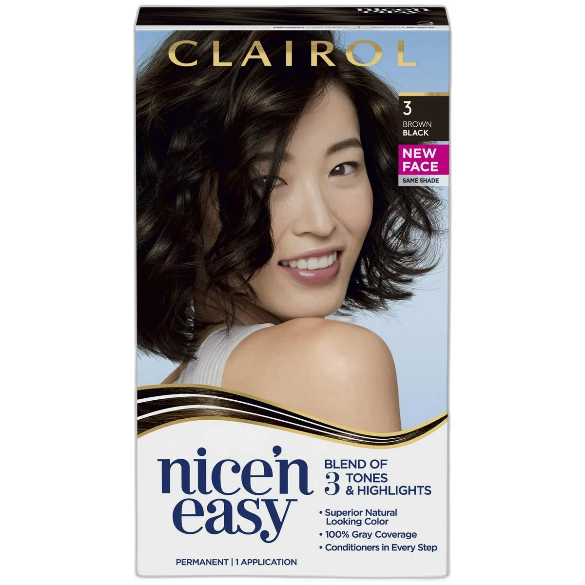 Clairol Nice & Easy Permanent Hair Color 3 Brown Black Kit 6.26Oz (Pack of 12)