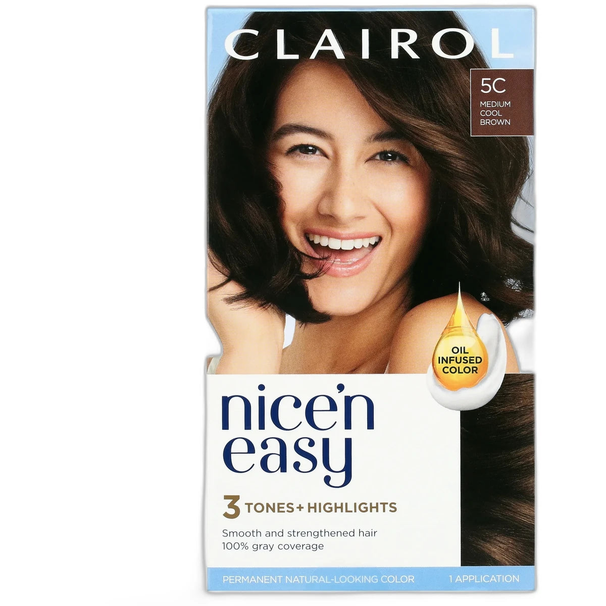 Clairol Nice & Easy Permanent Hair Color 5C Medium Cool Brown 6.26Oz (Pack of 12)