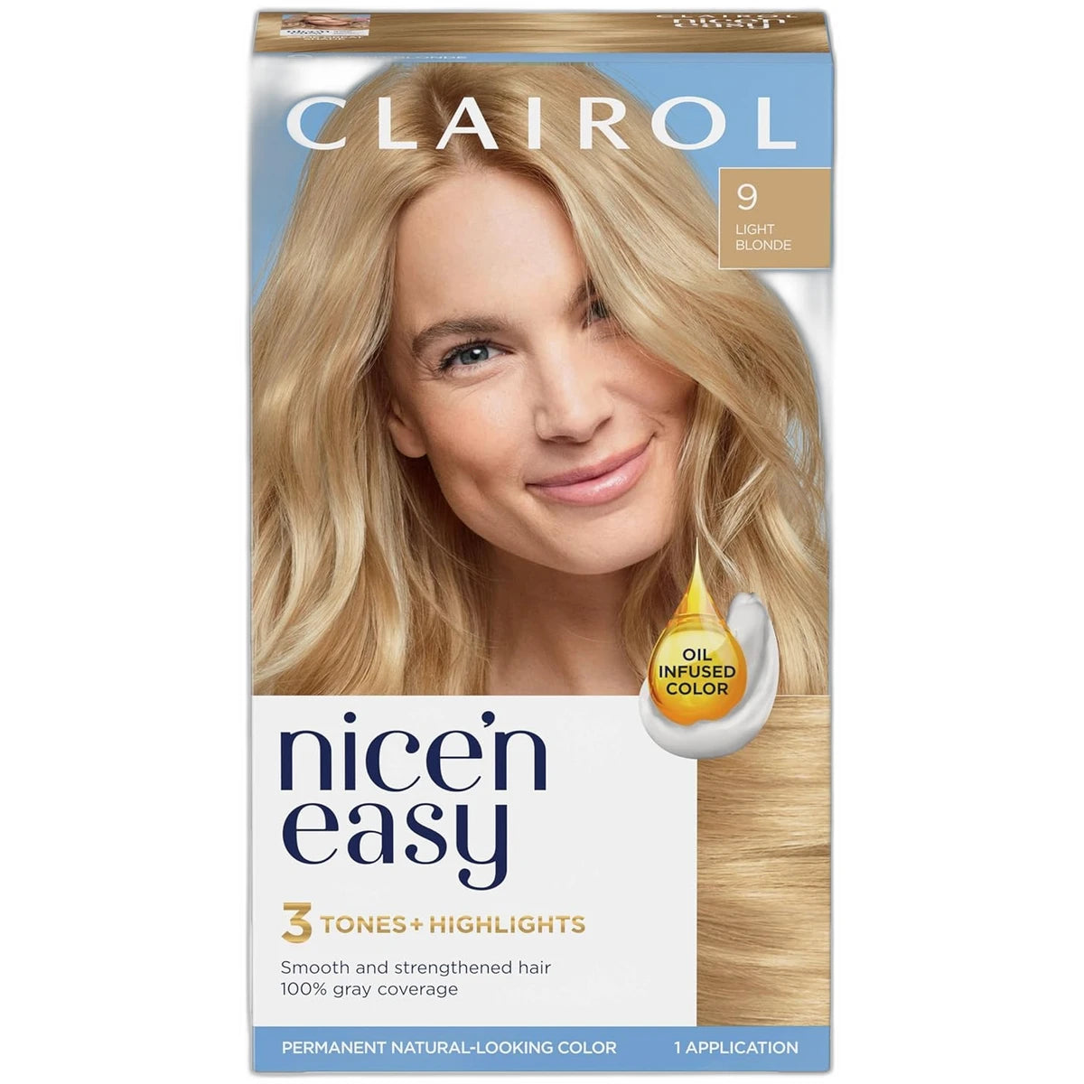 Clairol Nice & Easy Permanent Hair Color 9 Light Blonde 6.26Oz (Pack of 12)