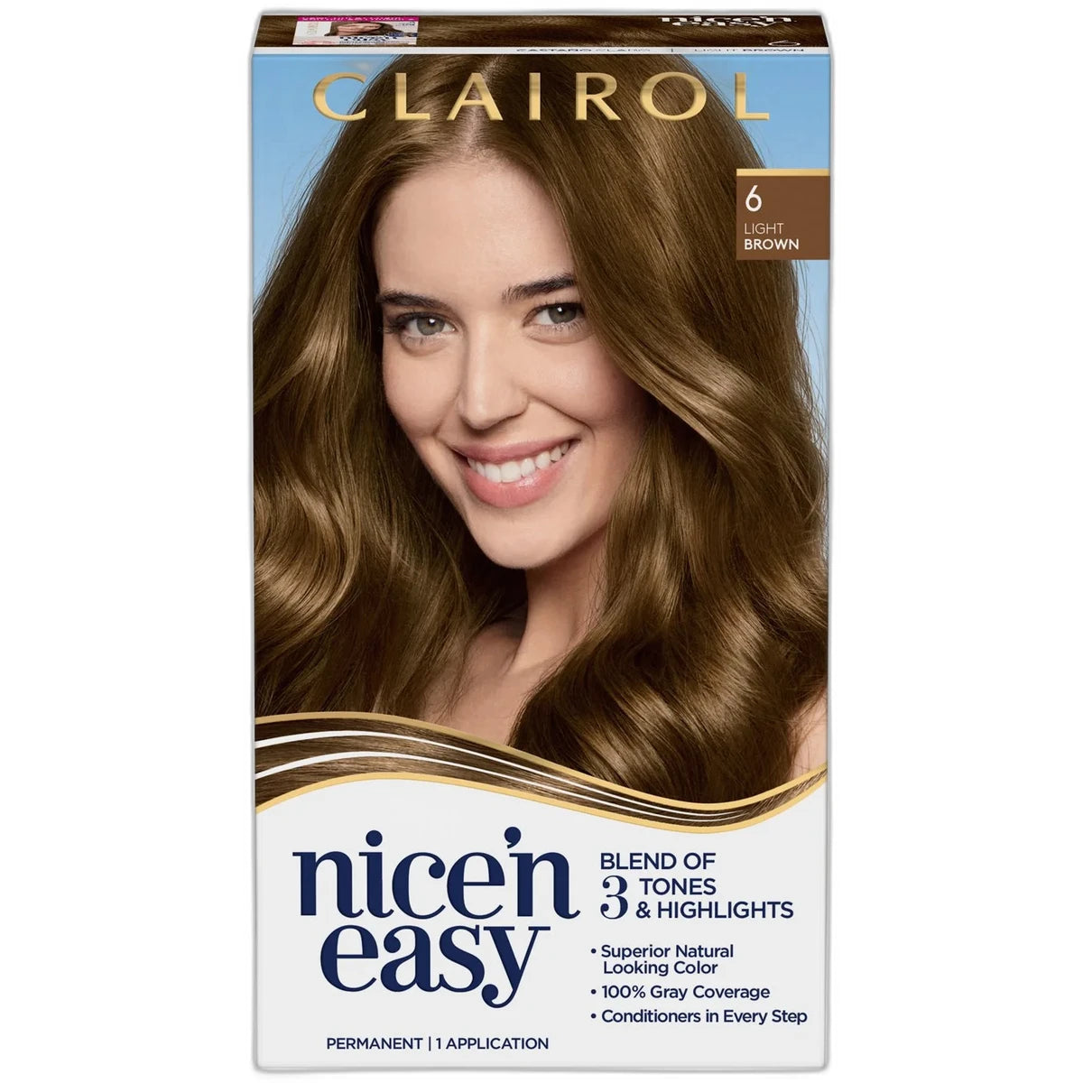 Clairol Nice & Easy Permanent Hair Color Creme 6 Light Brown 1 Application 6.26Oz (Pack of 12)