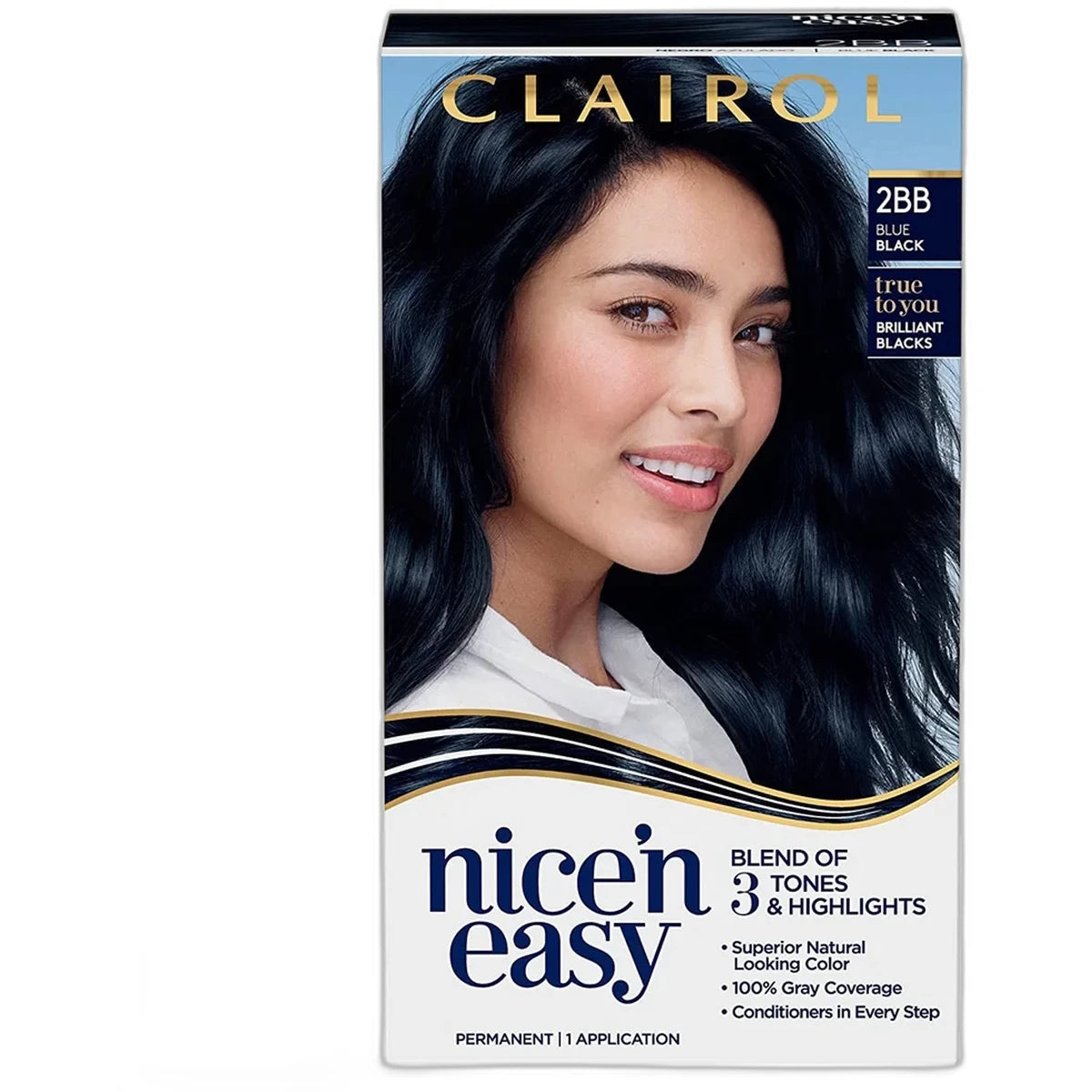 Clairol Nice & Easy Permanent Hair Dye Color Cream 2BB Blue Black 6.26Oz (Pack of 12)