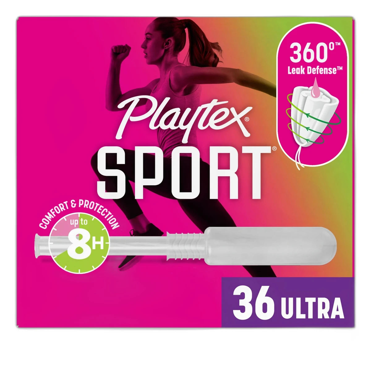 Playtex Sport Ultra Plastic Applicator Tampons Fragrance Free 10.88oz (Pack of 12)