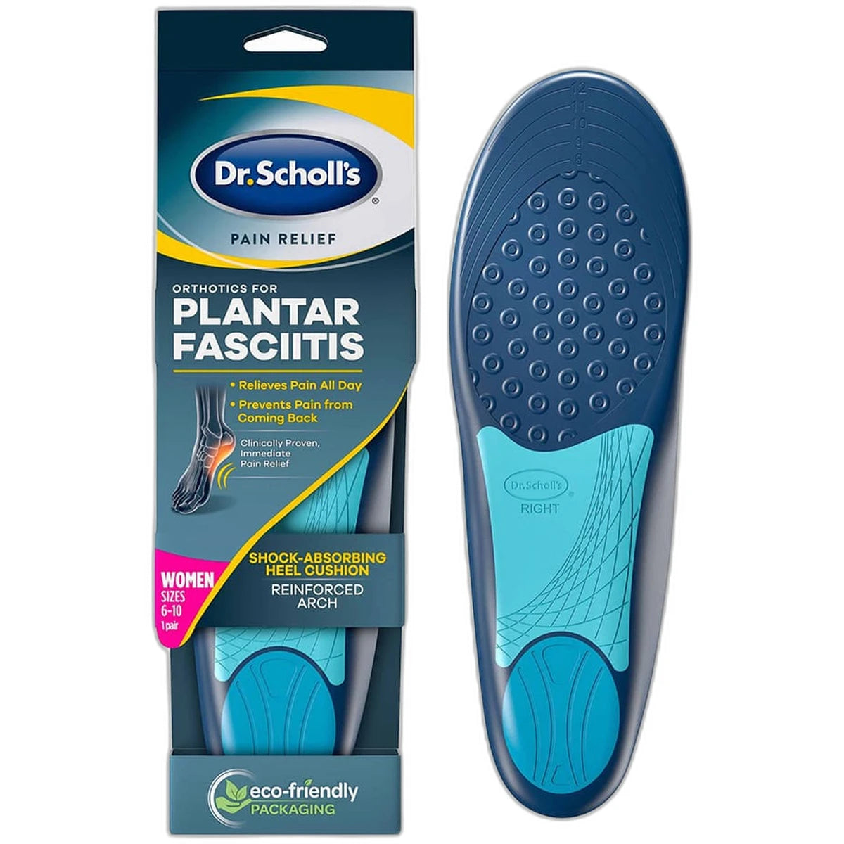 Dr. Scholls Plantar Fasciitis Orthotics Womens Size 6-10 1 Pair 5.12oz (Pack of 12)