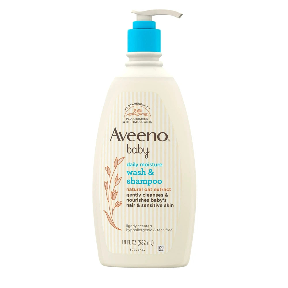 Aveeno Baby Daily Moisture Gentle Body Bath Wash &amp; Shampoo - Lightly Scented 18 fl oz (Pack of 12)
