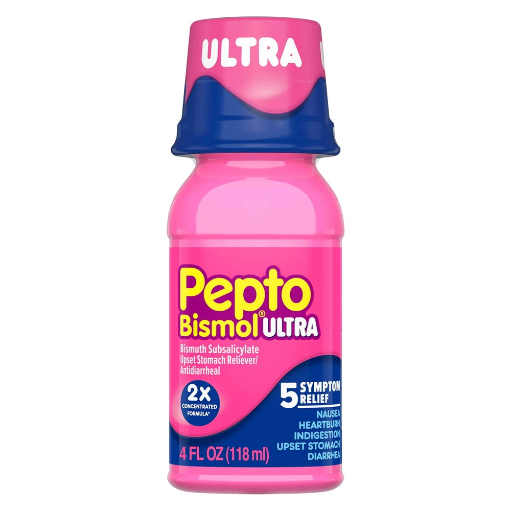 Pepto Bismol Ultra Liquid Upset Stomach &amp; Diarrhea Relief Over-the-Counter Med 4 Oz (Pack of 12)