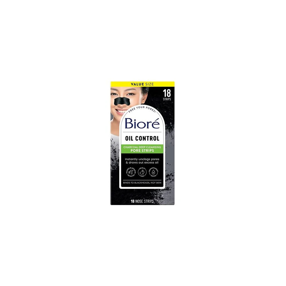 Biore Charcoal Deep Cleansing Blackhead Remover Pore Strips, Nose Strips For Dee 18.0 EA (Pack of 12)