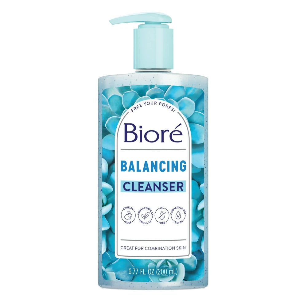 Biore Blue Agave + Baking Soda Balancing Pore Combination Skin Cleanser, Gently 6.77 oz (Pack of 12)