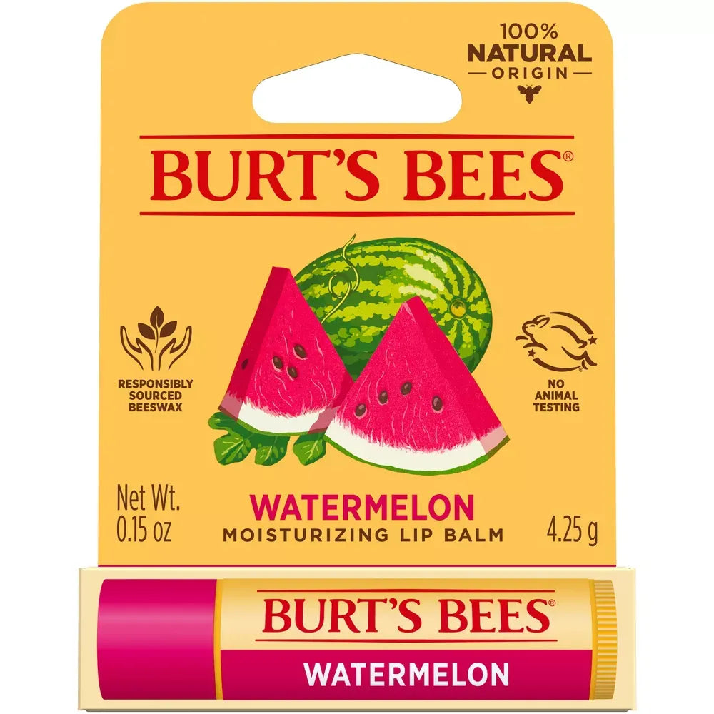Burt'S Bees 100% Natural Moisturizing Lip Balm With Beeswax, Watermelon, 1 Tube 0.15 Oz (Pack Of 48)