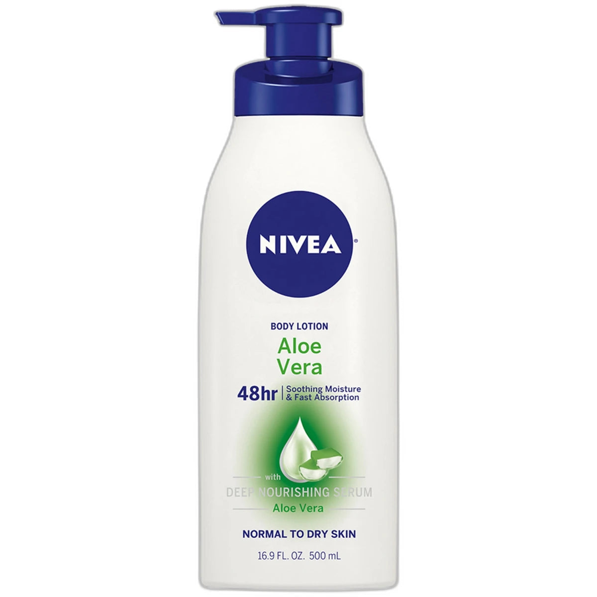 Nivea Body Lotion Deep Moisture Serum with Pump Aloe Vera 16.9Oz (Pack of 12)