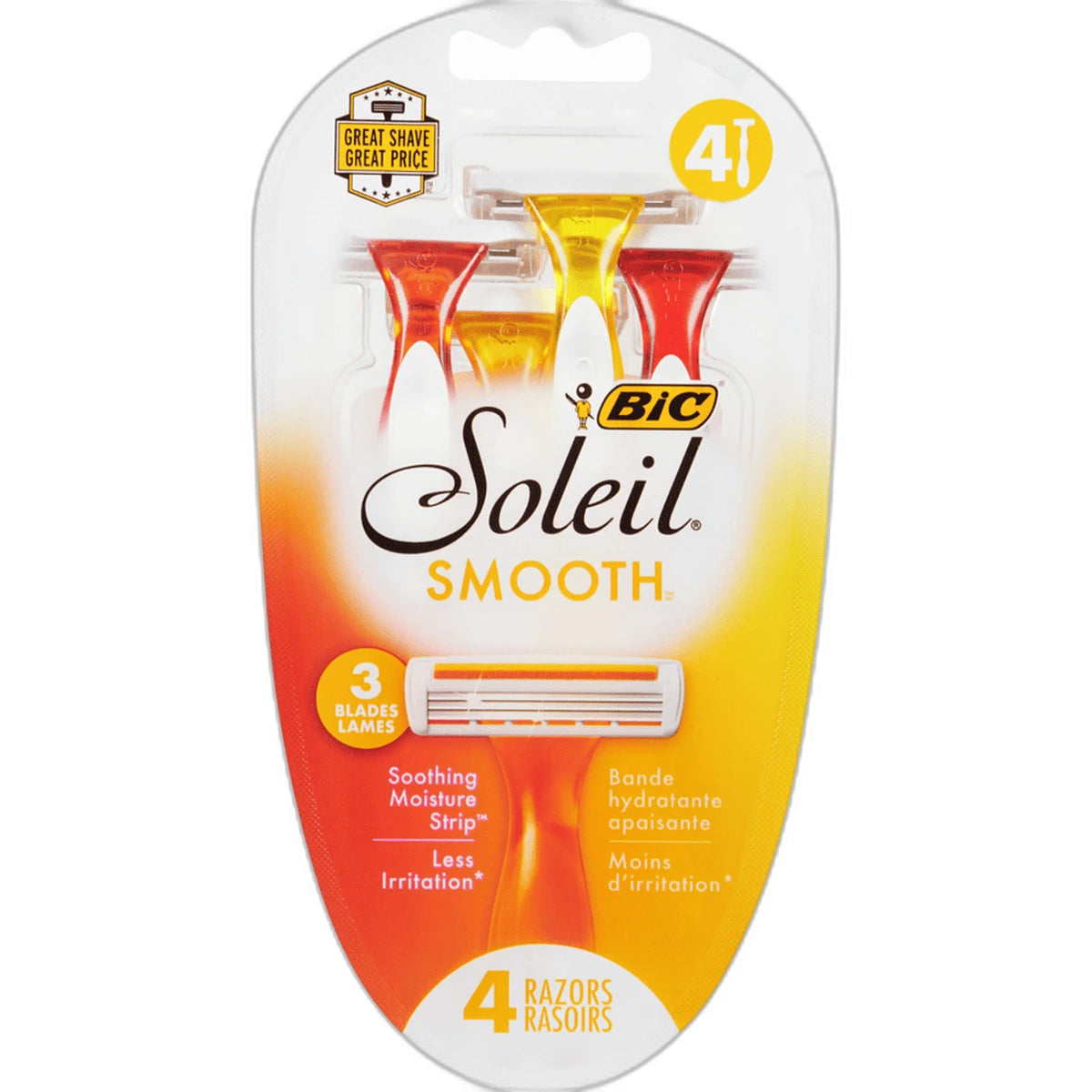 Bic Soleil Sensitive Skin Triple Blade Disposable Razor For Women 4.96Oz (Pack of 72)