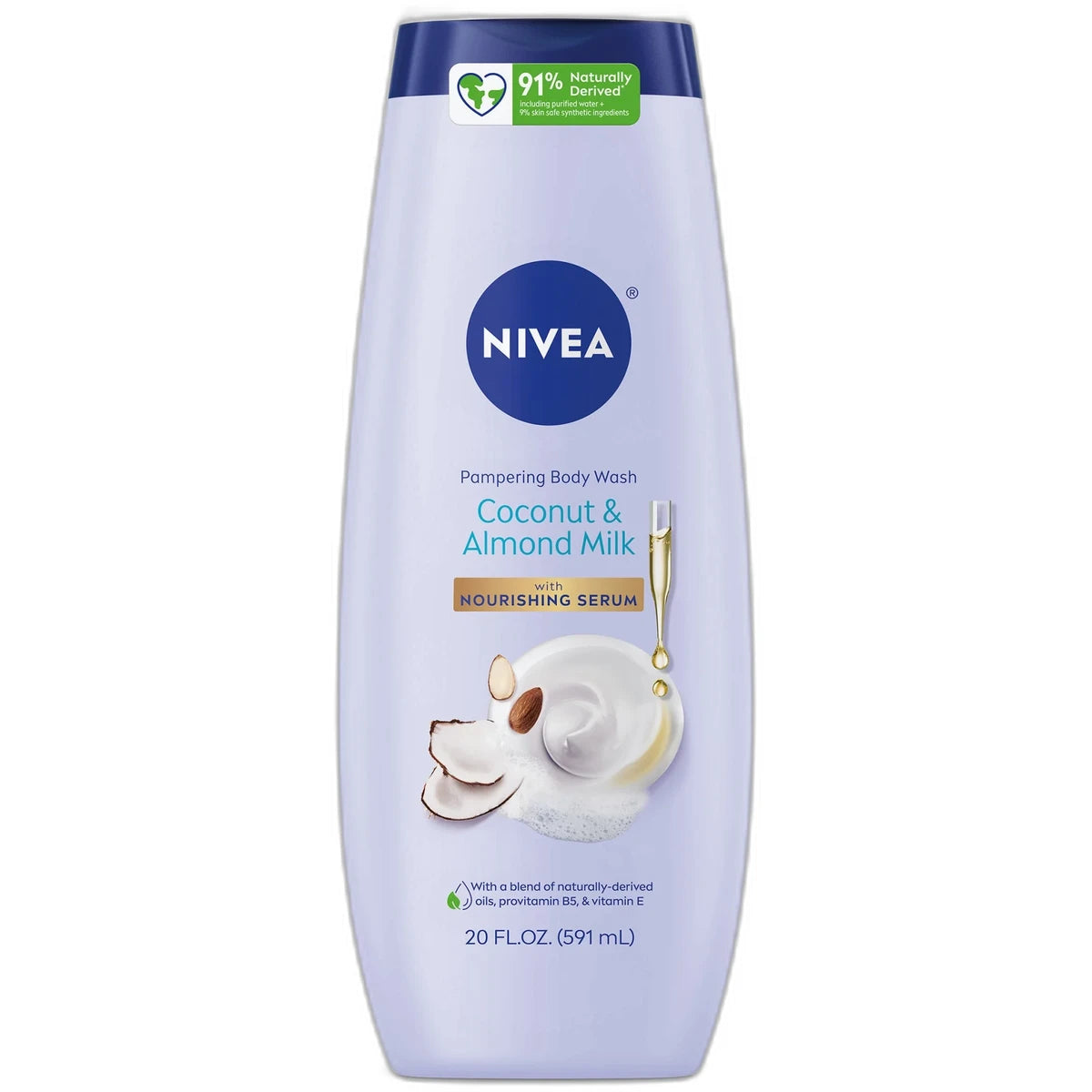 Nivea Coconut and Almond Milk Pampering Body Wash for Dry Skin 20Oz (Pack of 12)