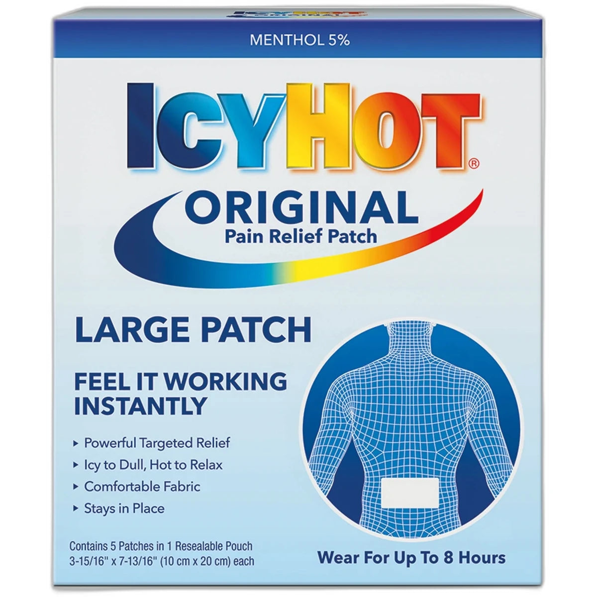 Icy Hot Patch Extra Strength Back Pain Relief Large Size 2.5Oz (Pack of 24)