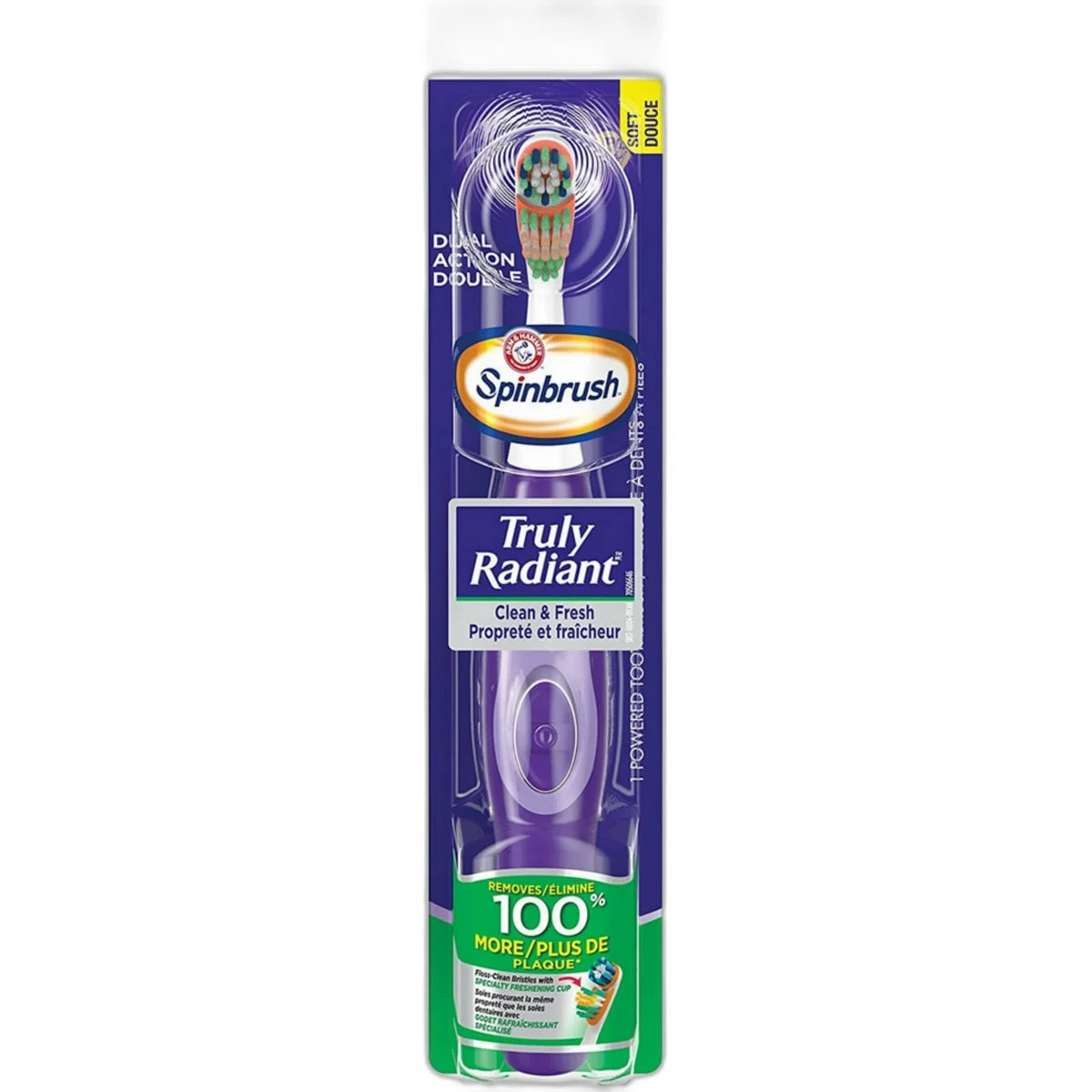 Spinbrush Truly Radiant Clean And Fresh Battery Power Tooth Brush Soft 0.63Oz (Pack Of 24)