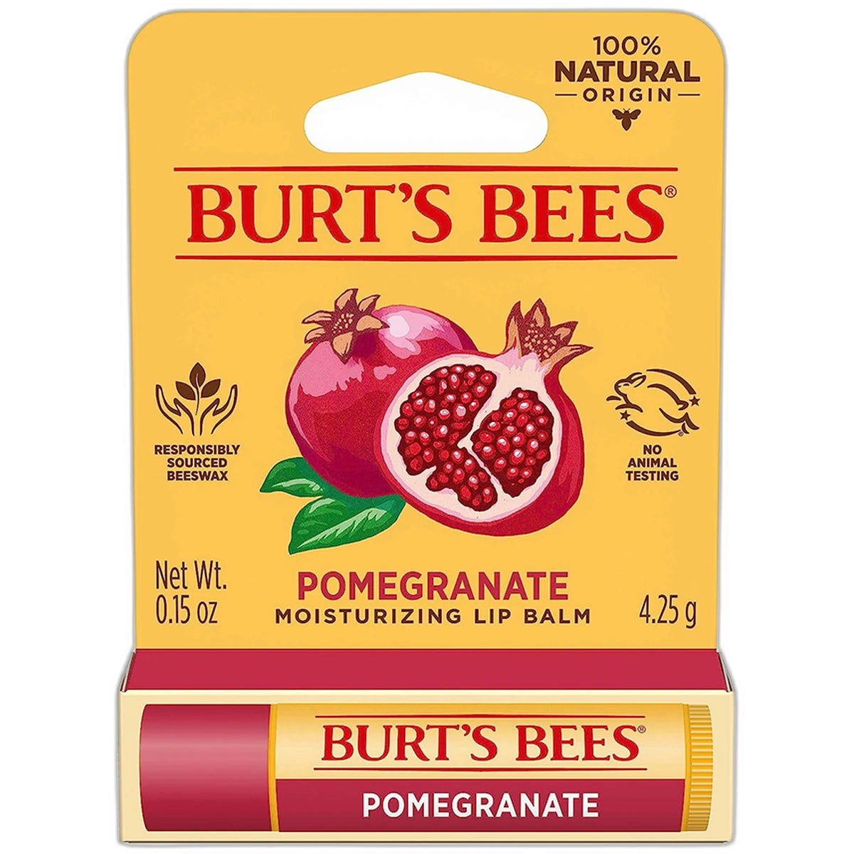 Burts Bees 100% Natural Moisturizing Lip Balm Pomegranate 0.15Oz (Pack Of 48)