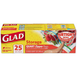 Glad Zipper Storage Bag Quart 5.76oz (Pack of 12)